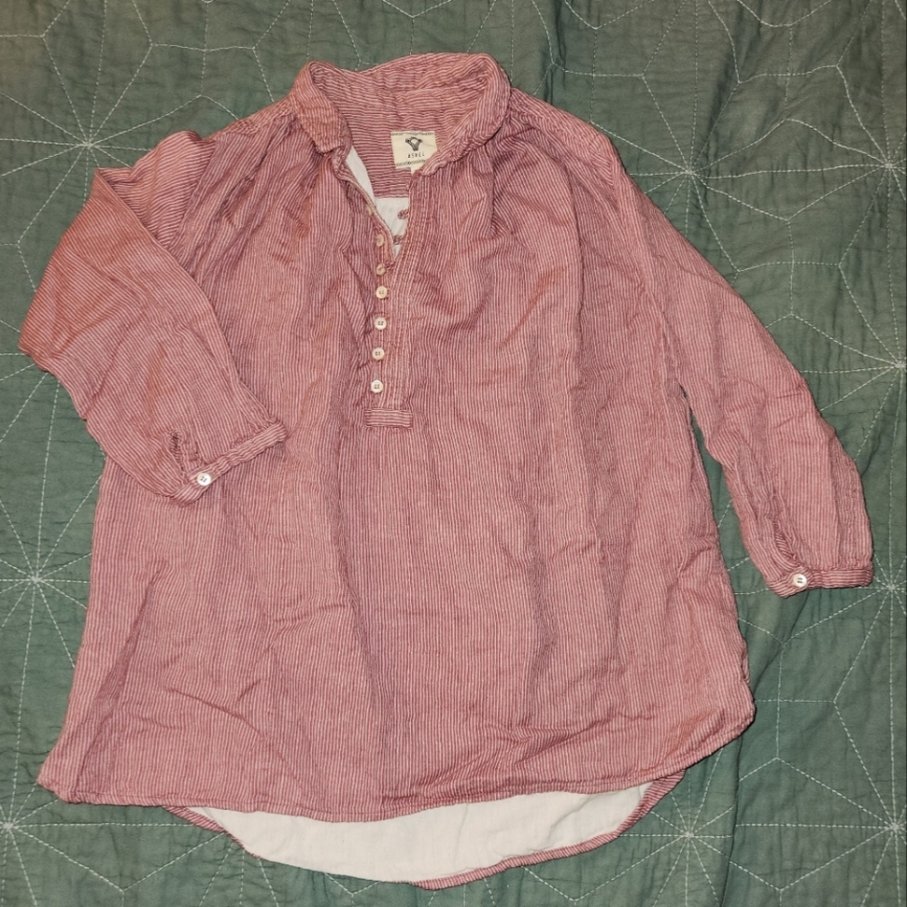 BSBEE 100% Cotton Blouse Button Up Henley Shirt
